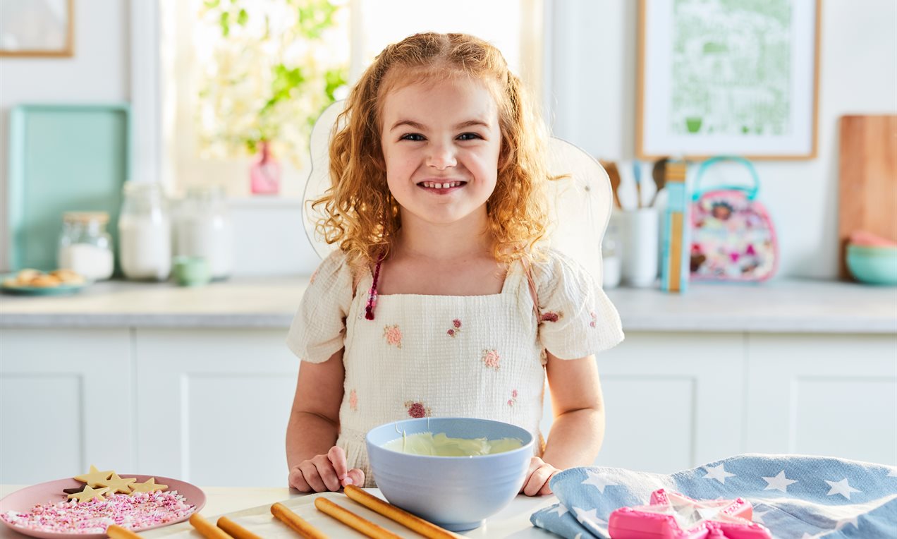 Baking with kids child friendly station